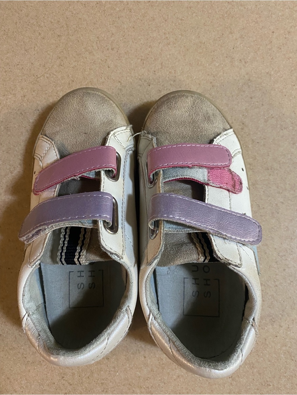 ShuShop White Kids Sneakers with Pink & Purple Straps